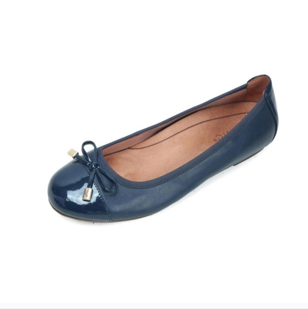 VIONIC Women's Spark Minna Ballet Flats Navy Blue Bow 7.5